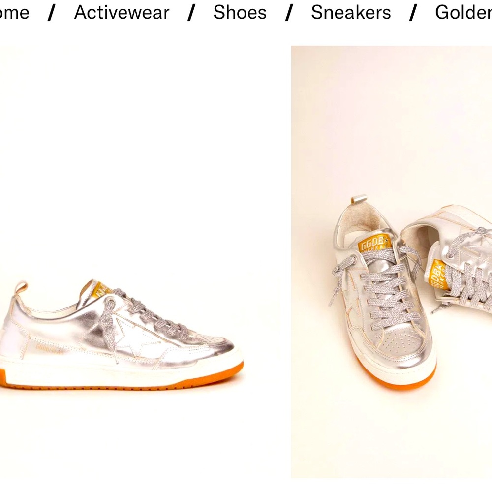 brand new silver Golden Goose sneakers